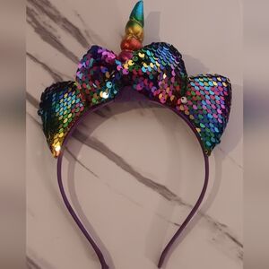 Colorful Unicorn Sequin Bow Kids Costume Headband